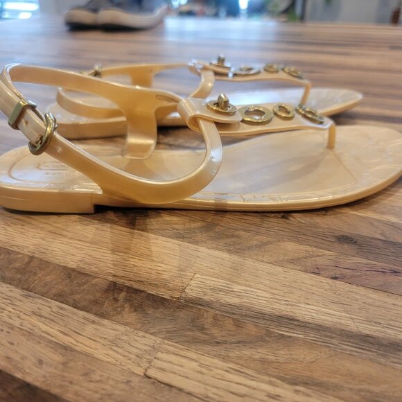 NWOT Coach Phila Golden Champagne T Strap Thong Jelly Sandals - Picture 7 of 15